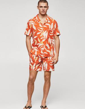 Mango Hawaiian print cotton shirt