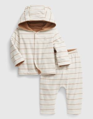 Baby 100% Organic Cotton Reversible Two-Piece Outfit Set beige