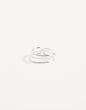 Silver-Toned Metal Triple-Row Ring for Women silver