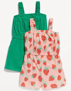 Sleeveless Jersey-Knit Romper 2-Pack for Toddler Girls red