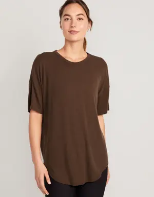 UltraLite Rib-Knit Tunic T-Shirt for Women brown