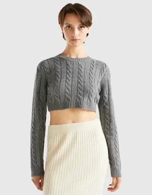 cropped sweater with cables