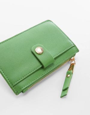 Card holder with button and logo
