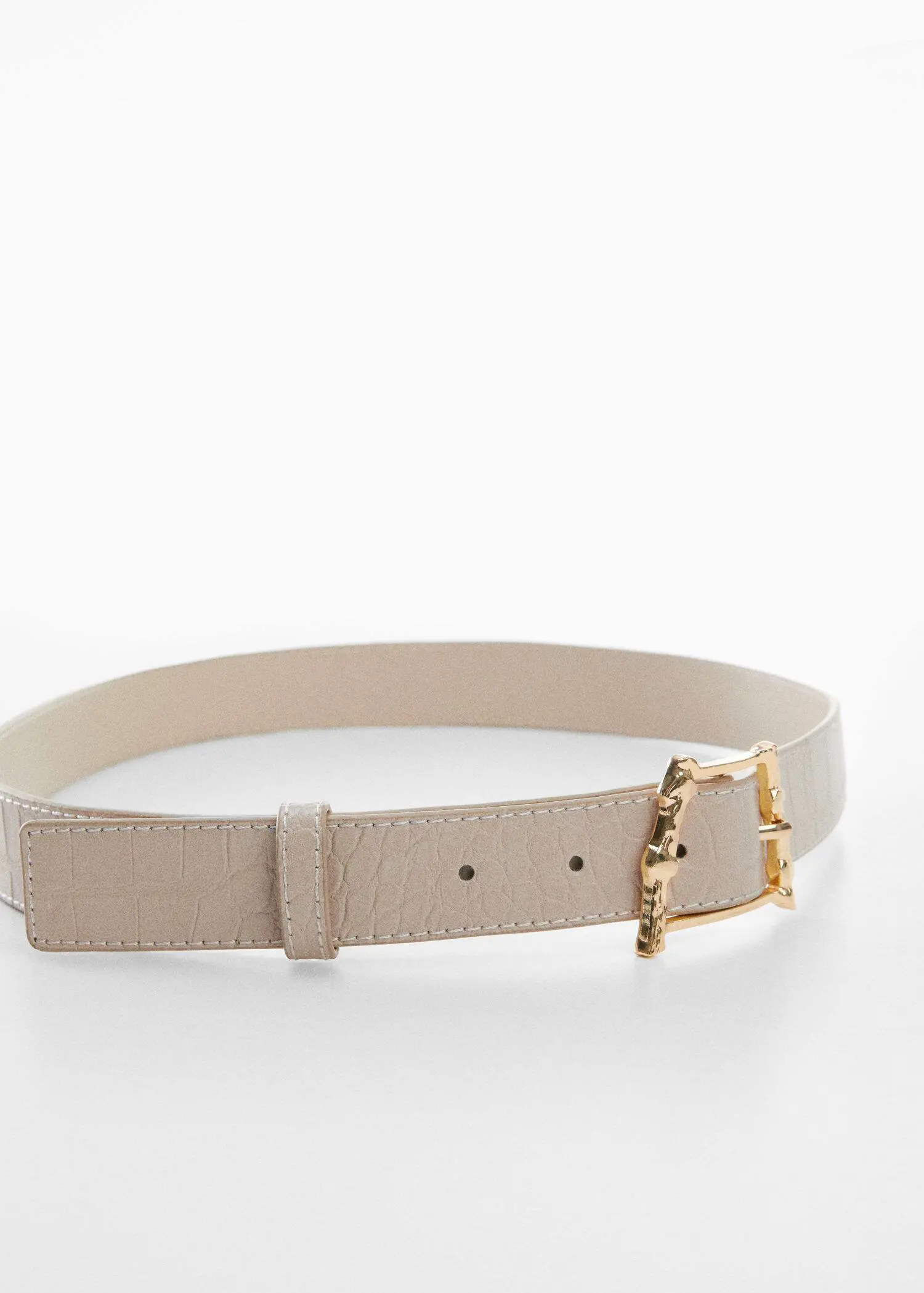 Mango Embossed buckle croc-effect belt. a close up of a belt on a white surface 
