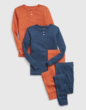 Kids 100% Organic Cotton Henley PJ Set (2-Pack) orange