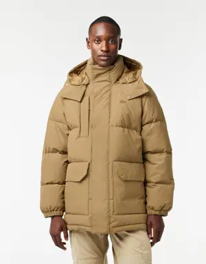 Men's Removable Hood Midi Puffer Jacket