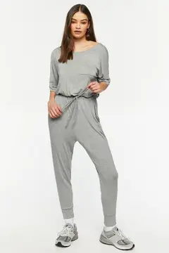 Forever 21 Forever 21 Heathered Short Sleeve Jumpsuit Heather Grey. 2