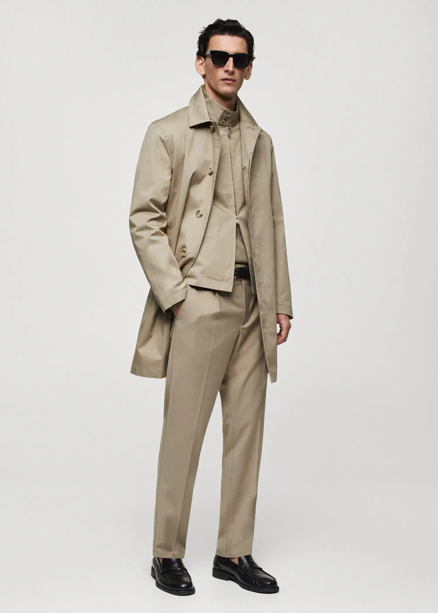 Mango Cotton trench coat with collar detail. 2