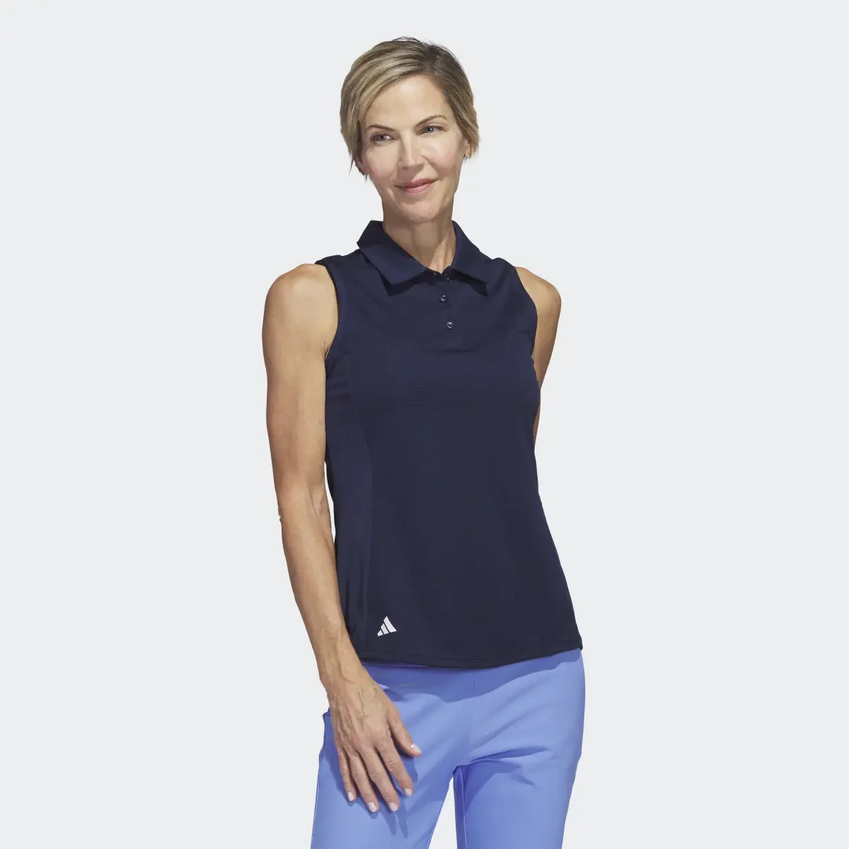 Adidas Texture Sleeveless Golf Polo Shirt. 2
