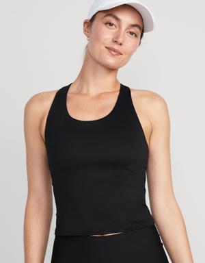 Old Navy PowerSoft Cropped Racerback Tank Top black