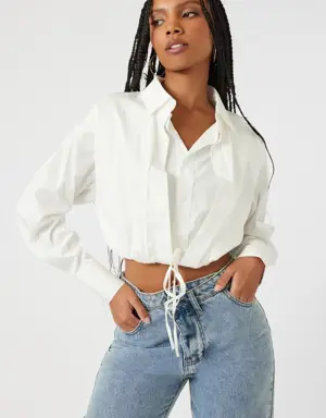 Forever 21 Tie Front Cropped Shirt White