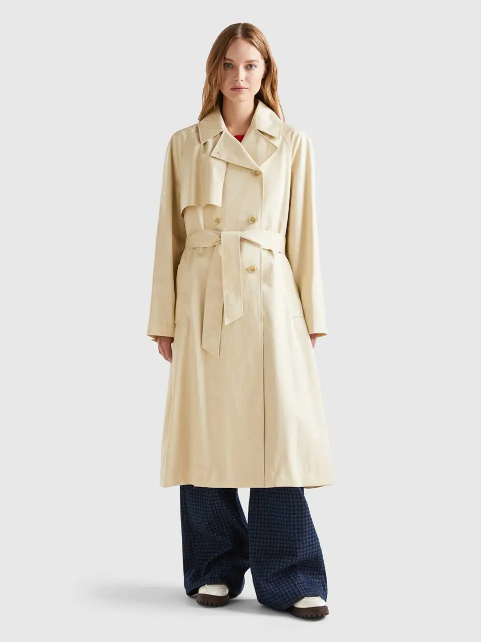 Benetton double-breasted midi trench coat. 1