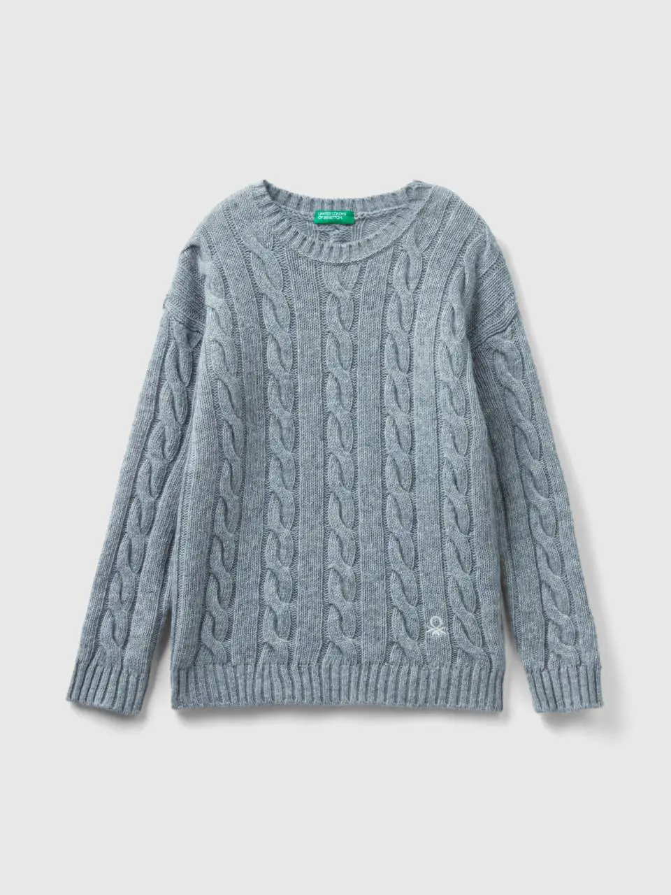 Benetton cable knit sweater in wool blend. 1