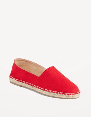Canvas Espadrille Flats for Women red