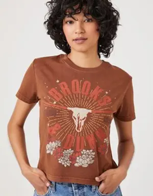 Forever 21 Brooks &amp; Dunn Graphic Baby Tee Brown/Multi