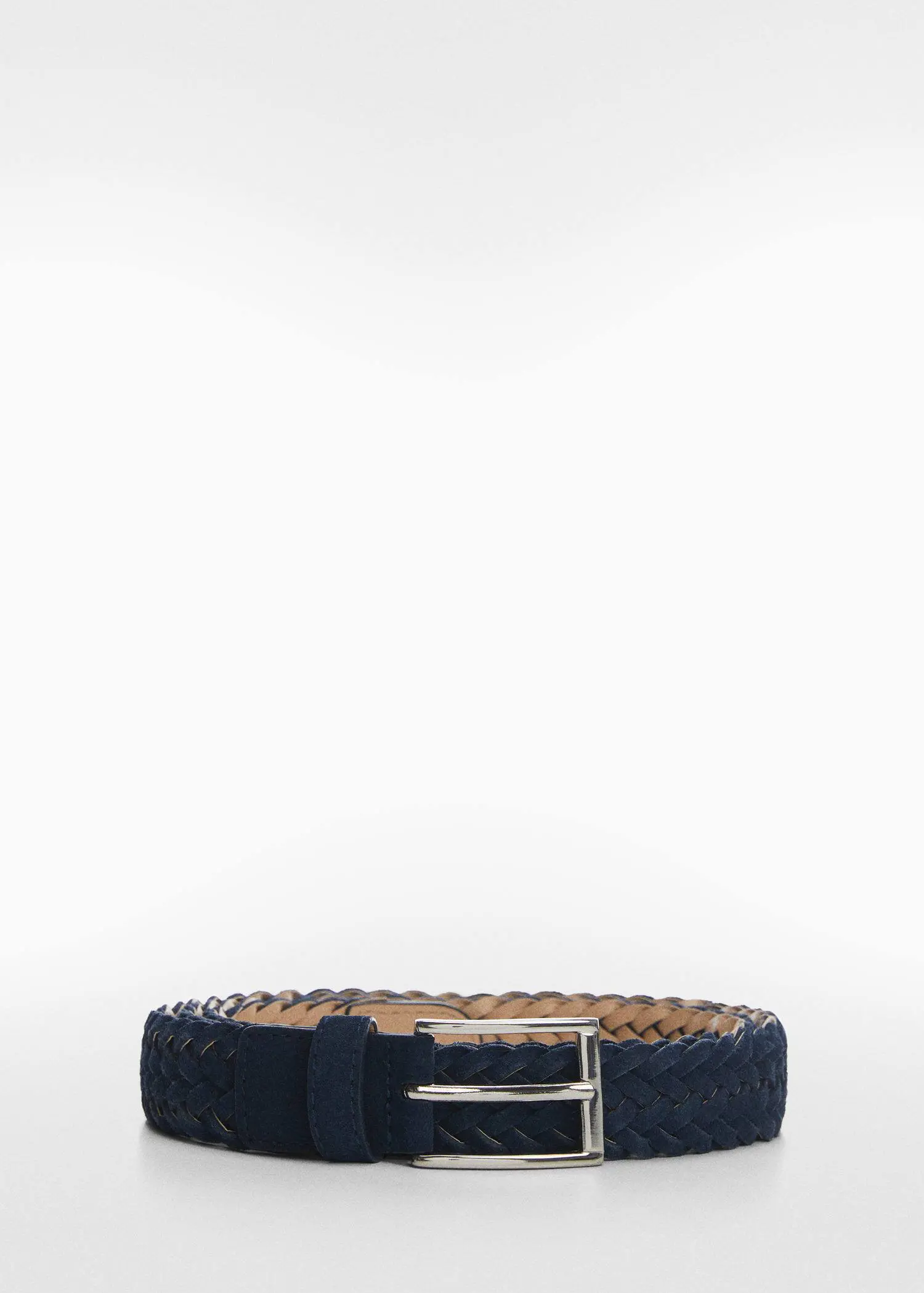 Mango Braided suede belt. a close up of a belt on a white background 