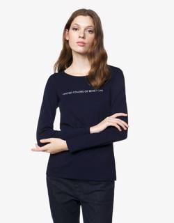 Long sleeve dark blue t-shirt in 100% cotton