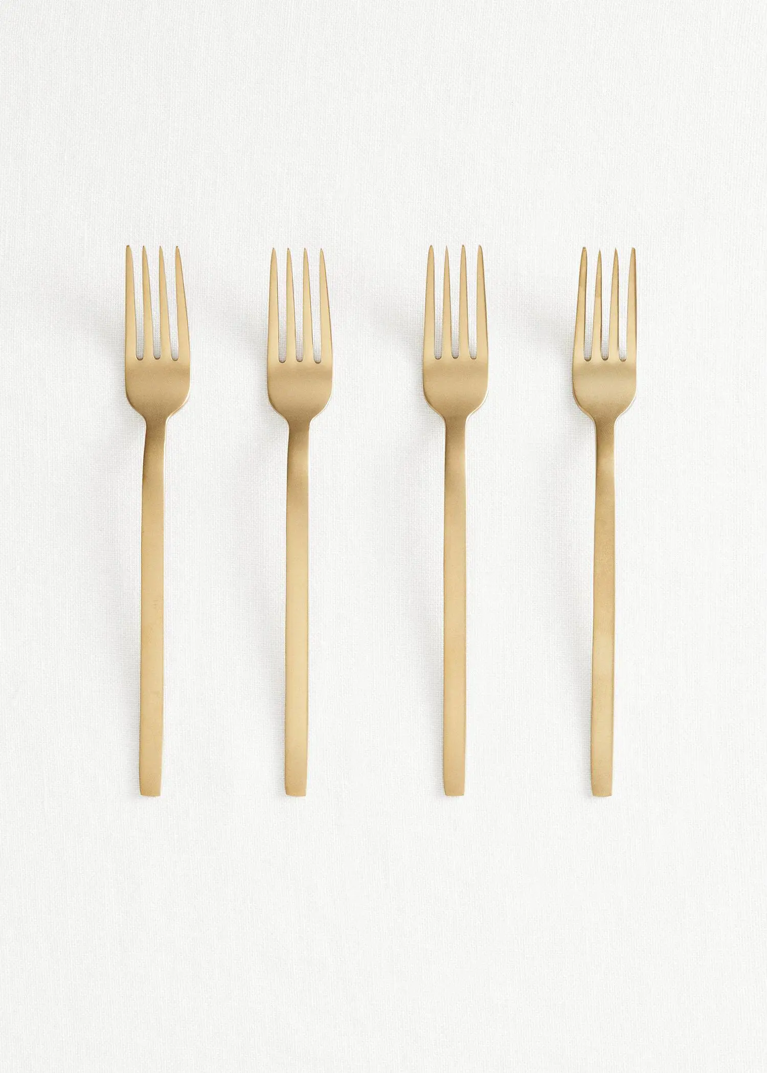 Mango 4-pack of 100% steel gold forks. 1