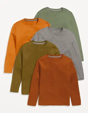 Softest Long-Sleeve T-Shirt 5-Pack for Boys green