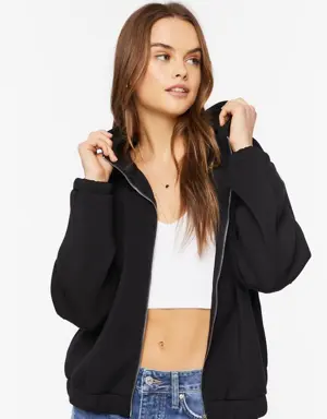 Forever 21 Scuba Knit Zip Up Hoodie Black