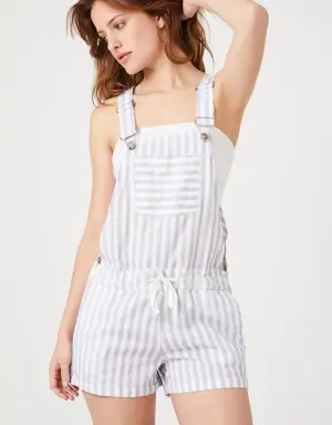 Forever 21 Striped Overall Shorts Blue/Multi