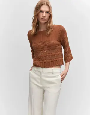 Mango Openwork sweater with flared sleeves