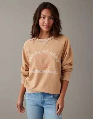 American Eagle Funday Graphic Raglan-Sleeve Sweatshirt. 1