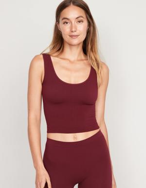 Old Navy Cropped Rib-Knit Seamless Cami Bra Top for Women red