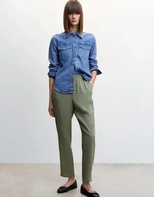Drawstring waist modal trousers