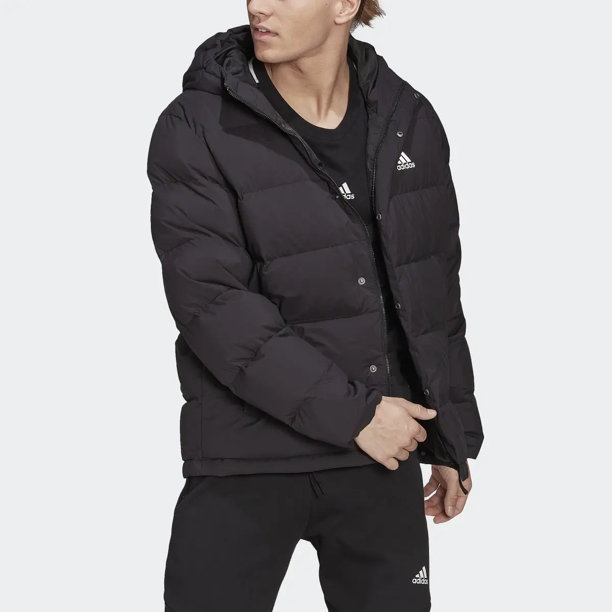 Adidas Helionic Hooded Down Jacket. 1