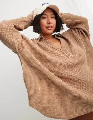 LumberJane Waffle Polo Sweatshirt