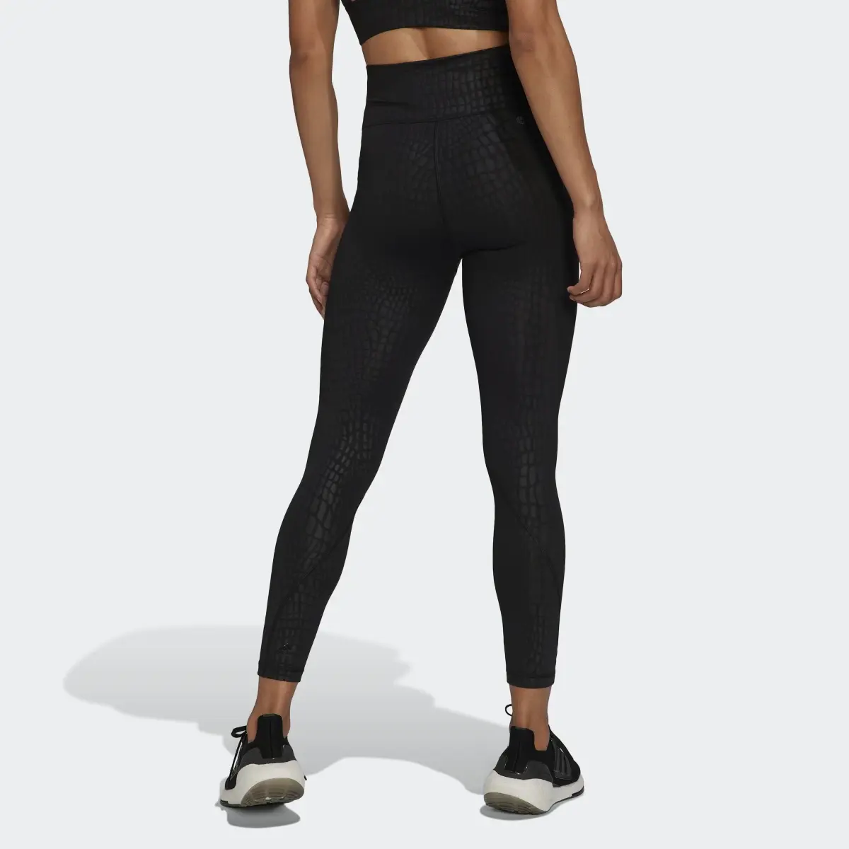 Adidas Optime Training Croc Emboss 7/8 Leggings. 3