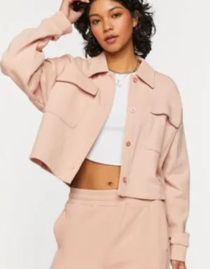 Forever 21 French Terry Cropped Jacket Blush