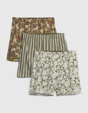 Gap Cotton Boxers (3-Pack) green