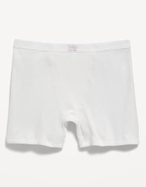 High-Waisted Rib-Knit Boyshort Boxer Briefs for Women -- 3-inch inseam white