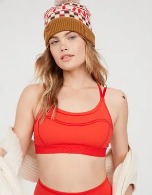 American Eagle By Aerie Goals Velvet Trim Sports Bra. 1