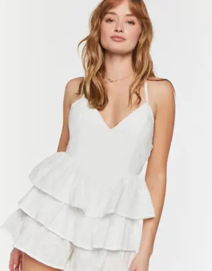 Forever 21 Eyelet Tiered Romper White