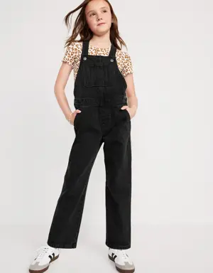 Slouchy Straight Jean Overalls for Girls black