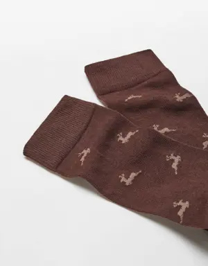 Christmas-print cotton socks