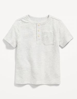 Jacquard-Knit Henley Pocket T-Shirt for Toddler Boys gray