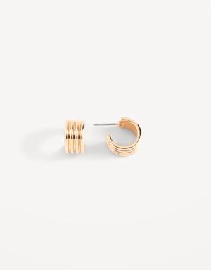 Gold-Plated Ribbed Hoop Earrings for Women gold