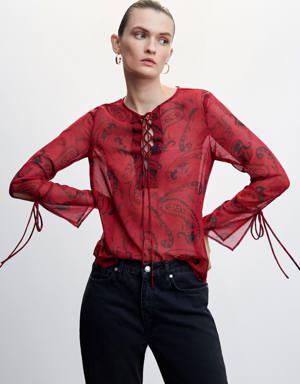 Paisley blouse with bow