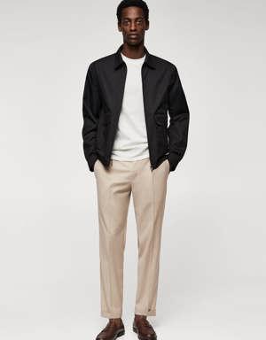 Pleated slim-fit trousers