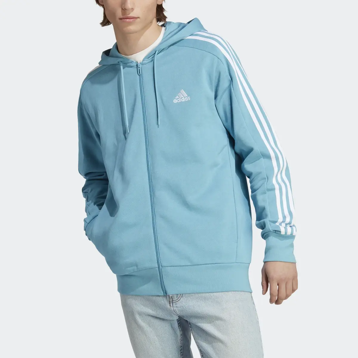 Adidas Sudadera con Gorro Essentials 3 Franjas Tela French Terry. 1