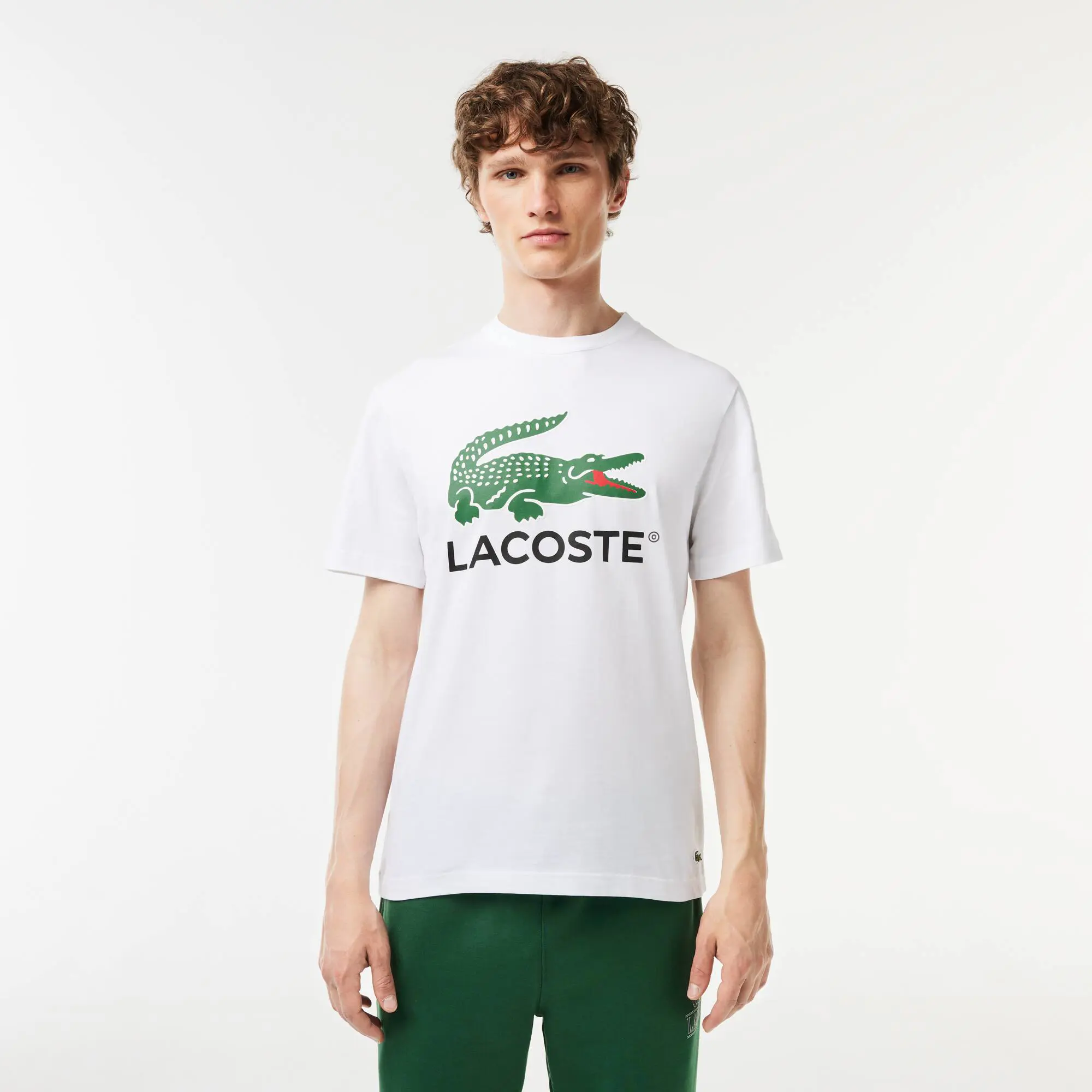 Lacoste T-shirt com estampado de assinatura em jersey de algodão. 1