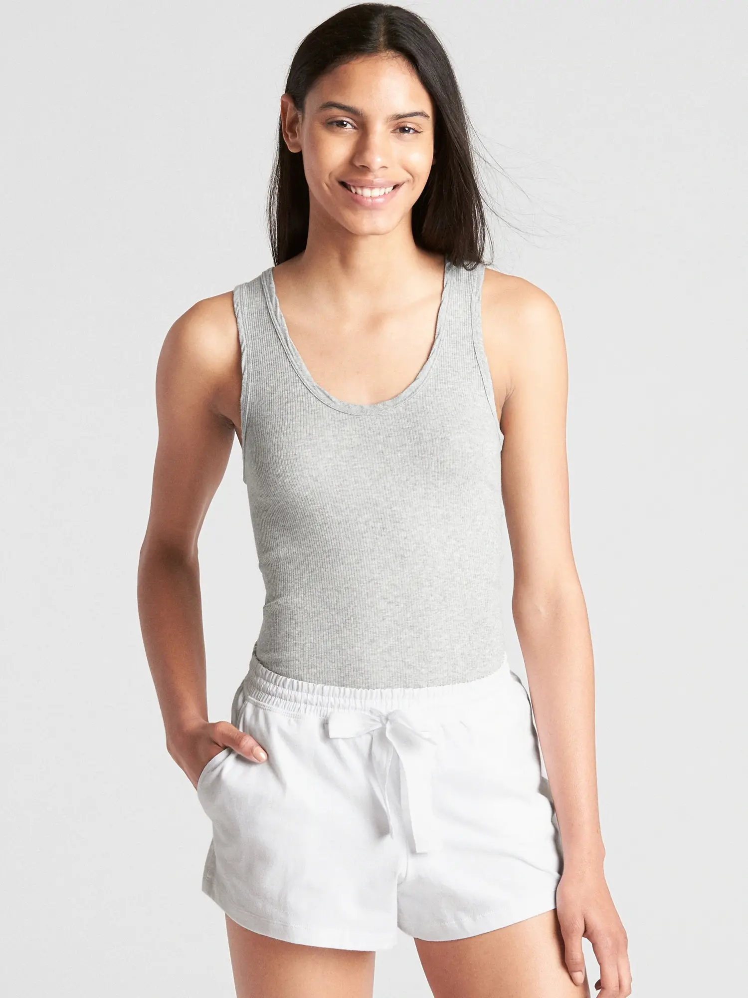 Gap Forever Favorite Rib Tank Top gray. 1