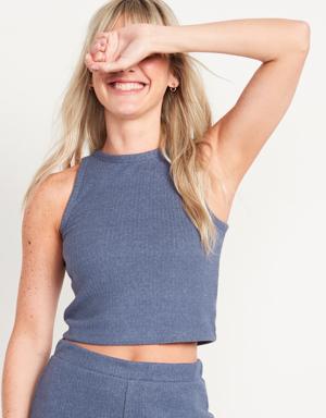 Old Navy Cropped Rib-Knit Tank Top for Women blue