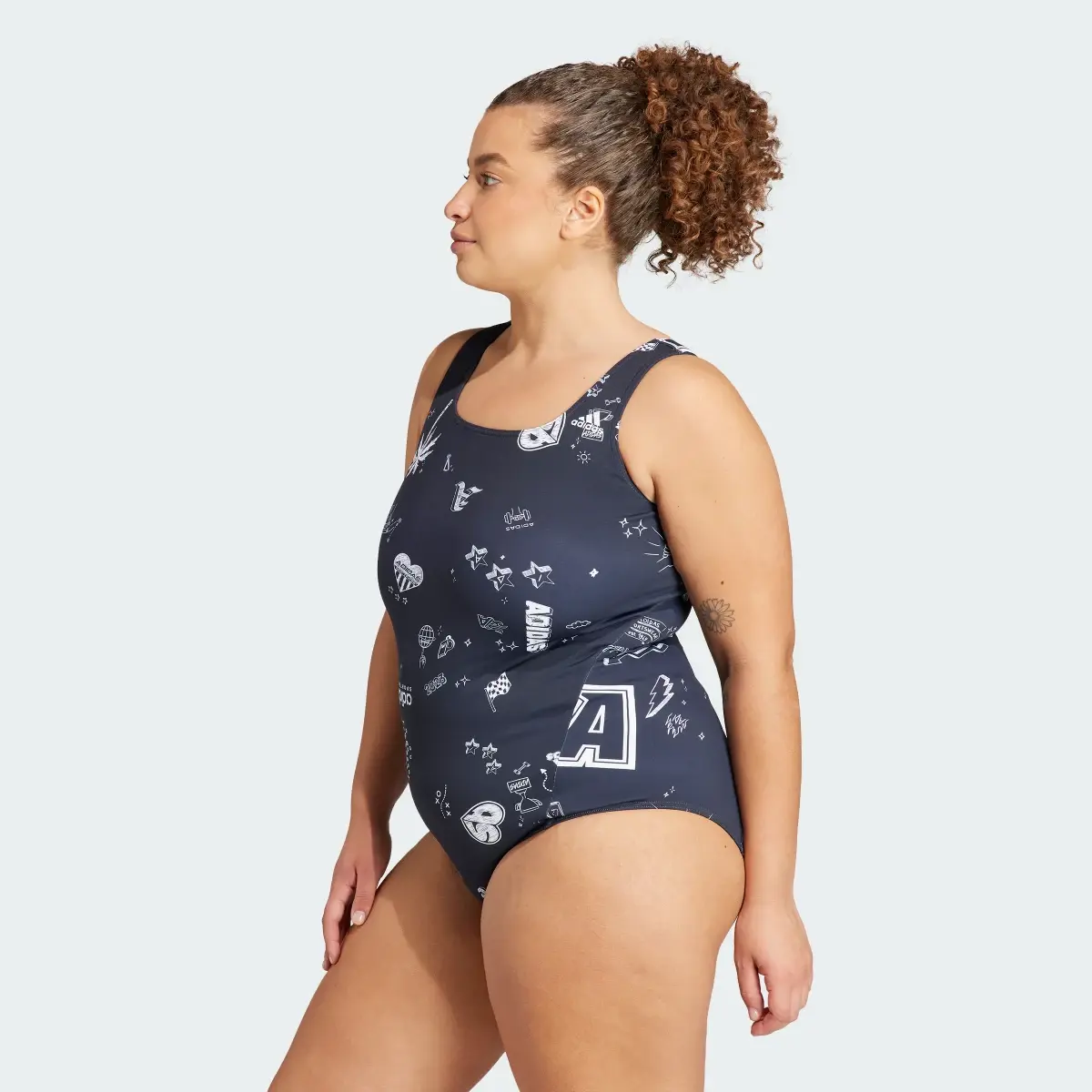 Adidas Brand Love Franchise Swimsuit (Plus Size). 3