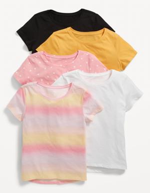 Old Navy Softest Printed T-Shirt 5-Pack for Girls pink