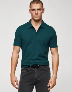 Structured knit cotton polo